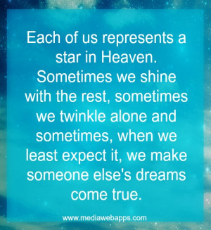 of us represents a star in Heaven. Sometimes we shine with the rest ...