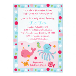 Pink Under the Sea Baby Shower Invitations 5