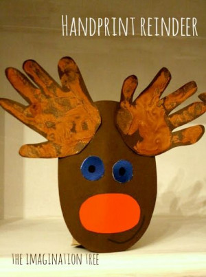 Handprint Cardboard Roll Rudolph Craft. @Dee Smith this would be cute ...
