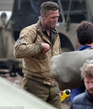 ... has been filming his new movie Fury alongside Shia Lebeuof in Oxford