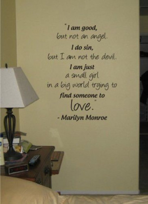 Marilyn Monroe I Am Good But Not An Angel Quote Decal Sticker Wall