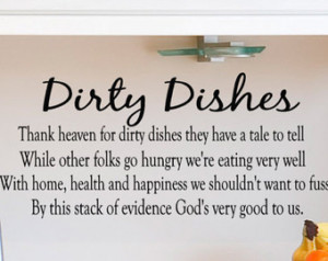 Kitchen Wall Decal Dirty Dishes vin yl lettering quote ...