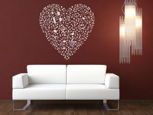 Musical Heart Music Notes Wall Stickers Wall Art Decal Transfers