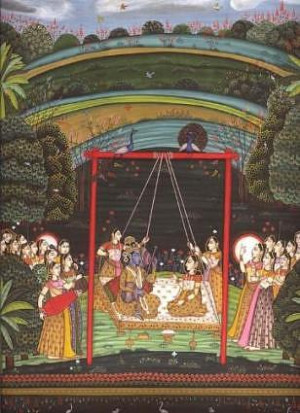 This is a rain song (Jhoolan) from Vrindavan, depicting the pastimes ...