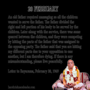 quotes of Srila Prabhupada, which he spock in the month of February ...