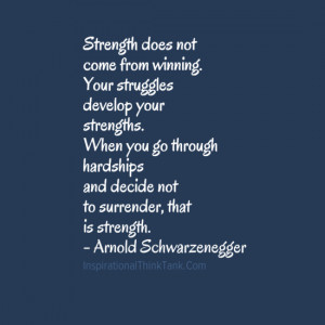 ... and decidenot to surrender, that is strength. - Arnold Schwarzenegger