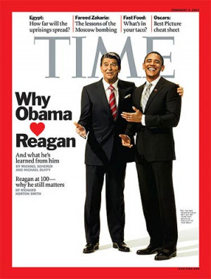 Current Time magazine cover featuring Ronald Reagan and Barack Obama