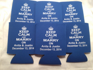 Keep Calm Wedding Koozies Design 001 personalized lot of 25 to 300 ...