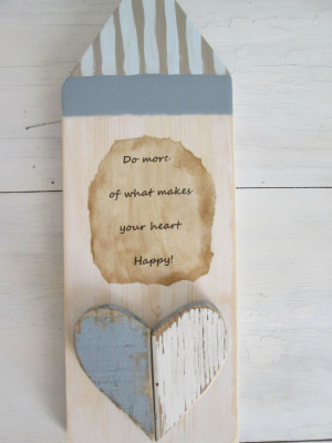 Primitive wood wall art quote hanging recycled rustic chippy heart ...