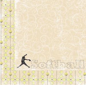 Moxxie - Curve Ball Collection - 12 x 12 Double Sided Paper - Softball