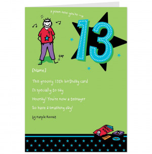 Funny Birthday Cards For Boys Ronnie 13th birthday card