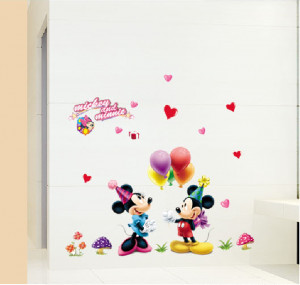 Free shipping Mickey and Minnie mouse wall sticker kids bedroom ...