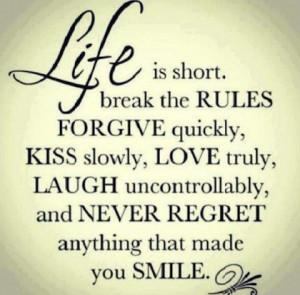 Never regret anything that made you smile life picture quote
