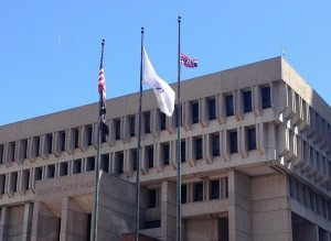 Boston sports the Montreal Canadiens CH Flag