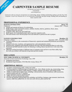 Carpenter Resume Sample (resumecompanion.com) Samples ...