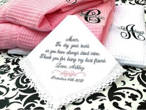 Mother of The Bride Handkerchief - MOB - Thank you for being my BEST ...