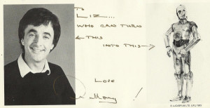 Anthony Daniels C3PO Quote for Lizzie Tyers Makeup Artist