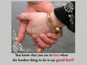 Know That You Are In Love When The Hardest Thing To Do Is Say Good Bye ...