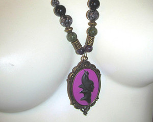 Maleficent Cameo Vintage Style bead ed necklace Sleeping Beauty movie ...
