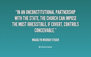 In an unconstitutional partnership with the state, the church can ...