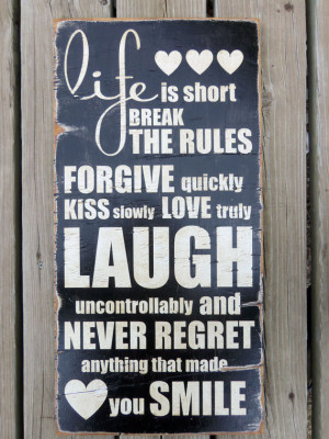 Typography Wood Sign- Life is Short - Black Wall Decor