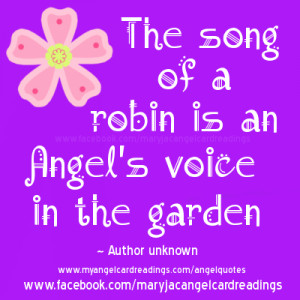 The Song Of A Robin Is An Angel’s Voice In The Garden - Angels Quote
