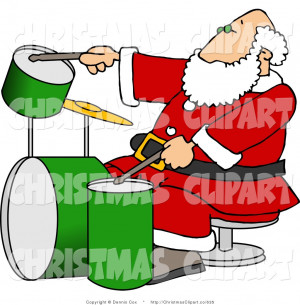 Clipart Santa Claus Uniform Playing Christmas Music Double
