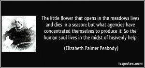 The little flower that opens in the meadows lives and dies in a season ...