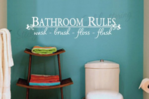 Bathroom rules 8x36 Vinyl Lettering Wall Quotes Words Sticky Art