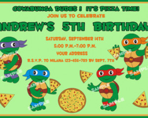 Teenage Mutant Ninja Turtles Birthday Invitation, Ninja Turtles ...