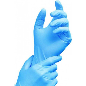 blue latex gloves