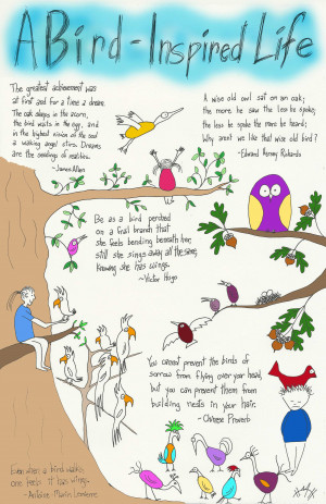 DoodleKids drawing of birds and inspiring quotes