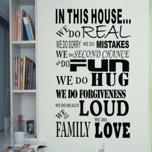 Quote lettering words In this house love rule wall sticker decal ...