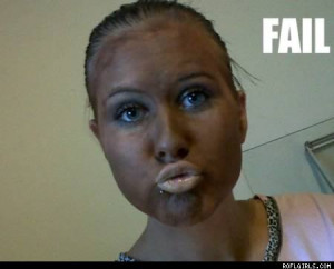 Fake tan + duck face = fail