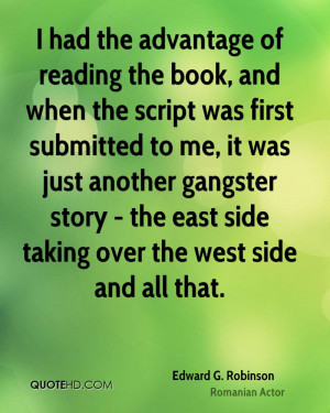 ... gangster story - the east side taking over the west side and all that