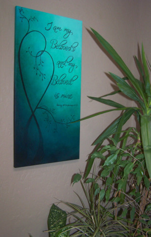 Teal abstract art, tree painting, canvas painting quote. Teal home ...