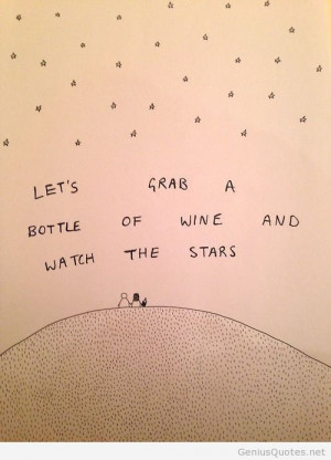 Couple wine and stars cute cartoon quote