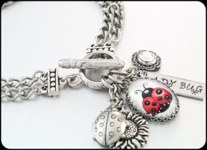 Lucky Ladybug Charm Bracelet Silver Ladybug by BlackberryDesigns, $48 ...