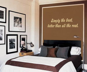 Cream Simply The Best (Tina Turner) Lyric wall decal above a bed