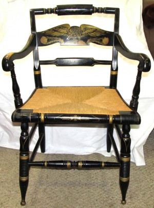 Vintage Ethan Allen American Eagle Black Hitchcock Armchair Chair