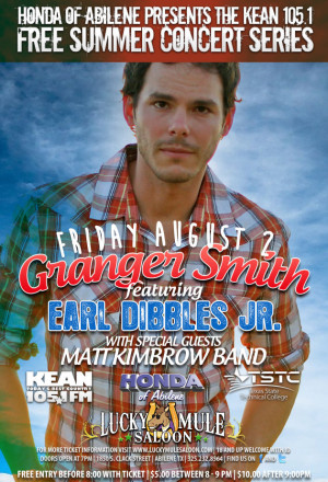 Granger Smith Featuring Earl Dibbles, Jr. to Play the KEAN 105 Free ...