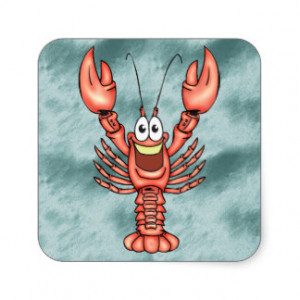 Funny Happy Lobster Square Stickers