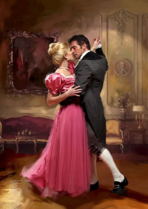 Couple de nobles amoureux, en habit de soirée, danse dans le salon du ...