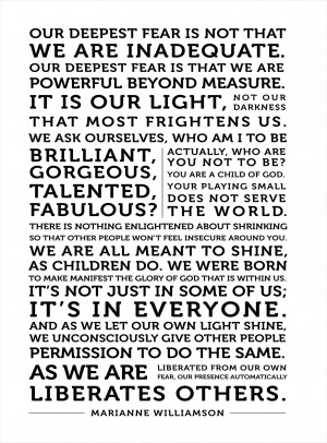 ... is that we Are Powerful by Marianne Williamson - Quote Canvas Print