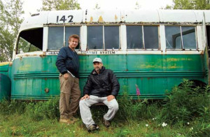 ... in front of the bus Chris McCandless used as his Alaska base camp