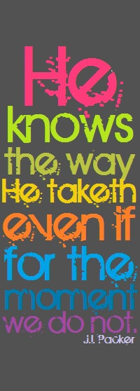 ... know the way He taketh even if at the moment we do not. -J.I. Packer