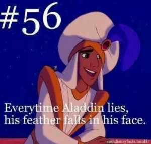 ... lies, his feather falls in his face. #DisneyFacts #Disney #Aladdin