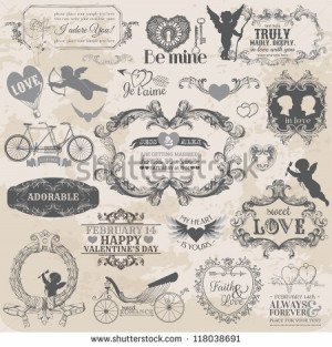 Scrapbook Design Elements - Vintage Valentine's Love Set - for design ...
