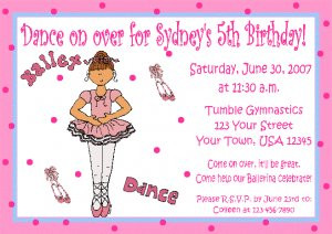 ... Invitations Personalized Birthday Party Custom DANCE RECITAL JAZZ