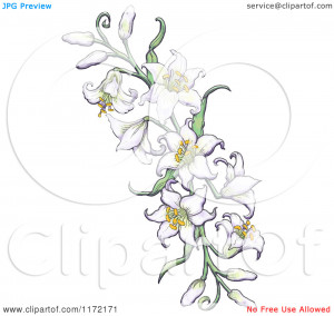 Clipart of Easter Lily Flowers - Royalty Free Illustration by Gina ...